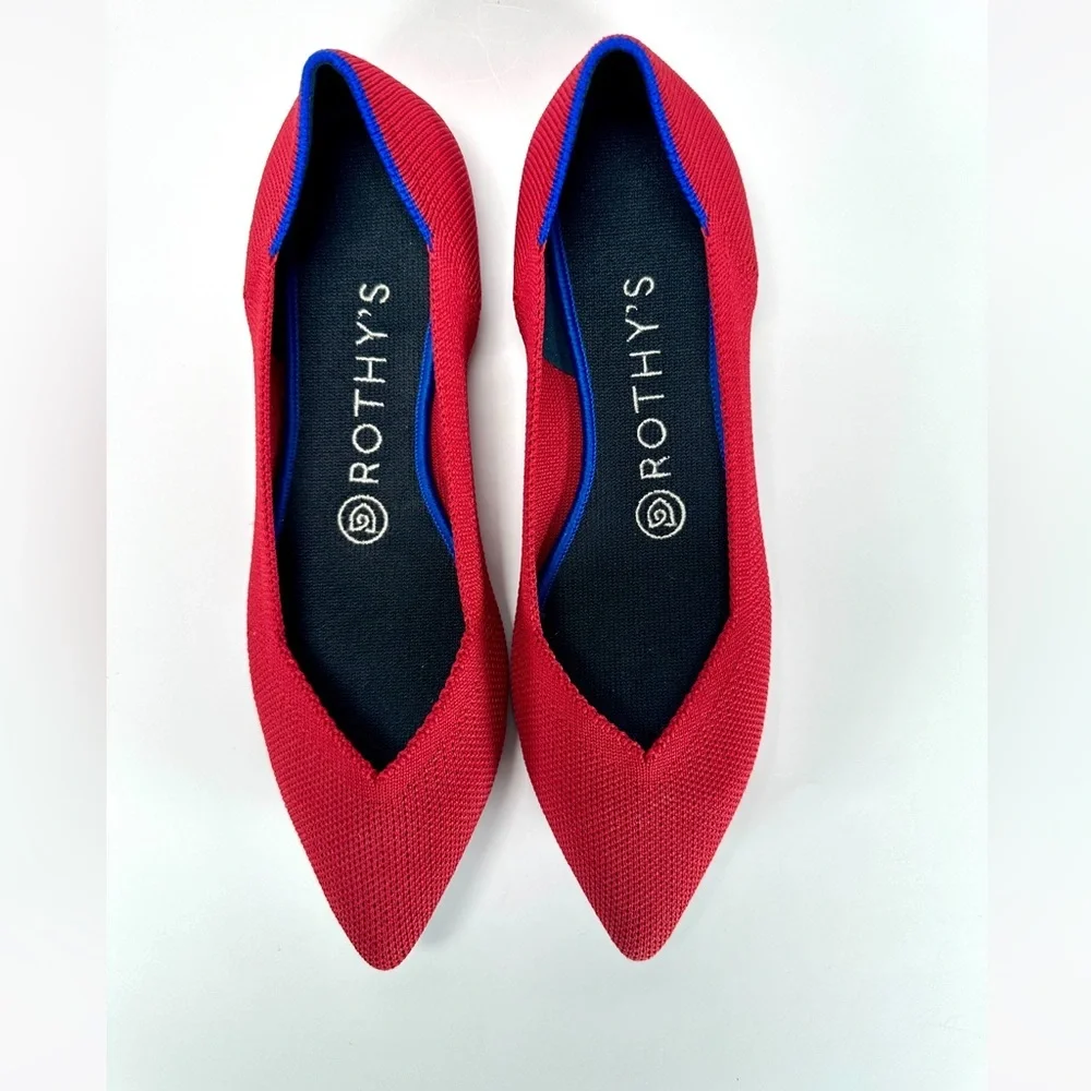 Rothy’s The Point Chili Red Ballet Flats Shoes Size W 7